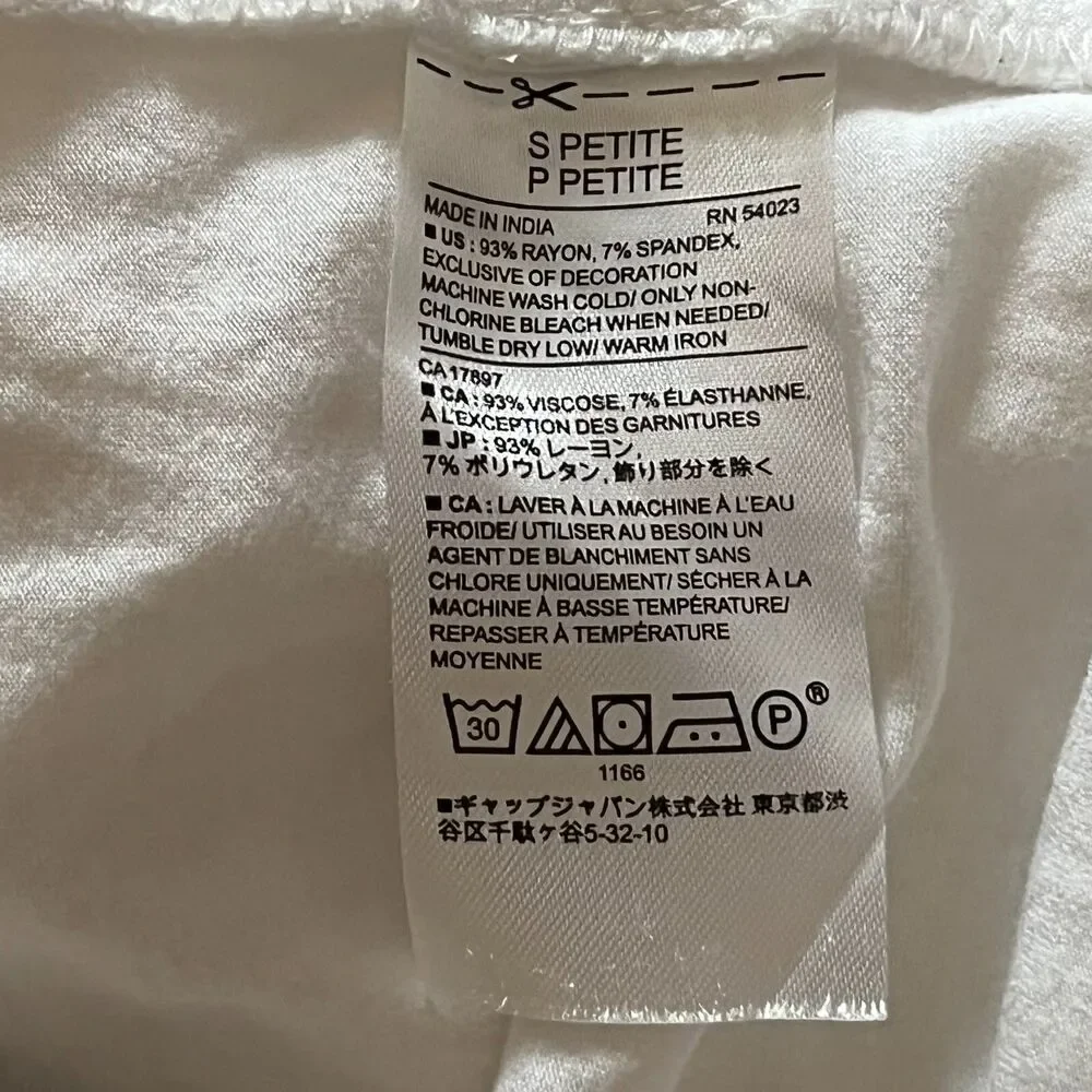 Banana Republic White Lightweight Rayon Stretch Knit Tank Sz S Pleated V-Neck - Picture 4 of 5